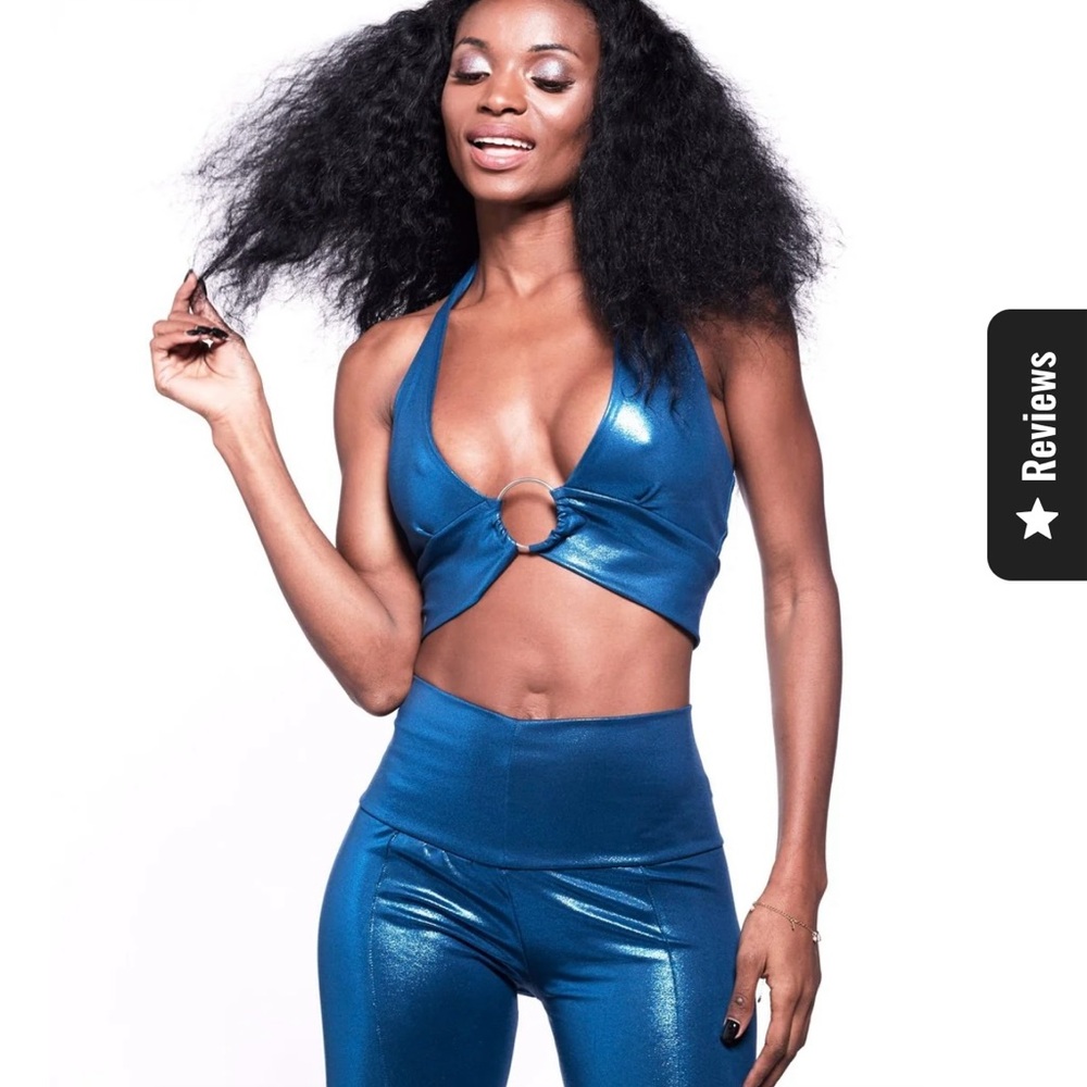 Shiny Blue Halter Top